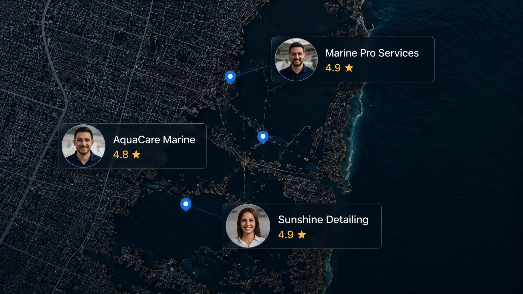 Map view of marine service providers